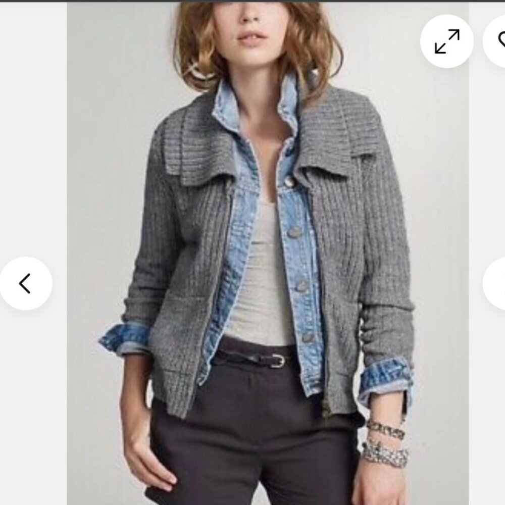 J. Crew Full Zip Alpaca Wool Double Collar Sweater XS Cozy Cottage Comfy Winter